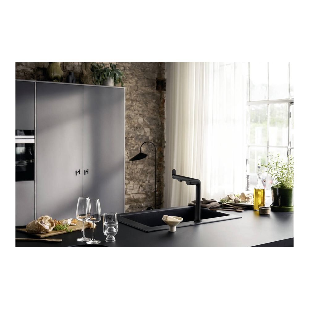 Купить Hansgrohe Aqittura M91 FilterSystem 240 Смеситель для кухни с подключением к фильтру питьевой воды 1 Jet черный матовый 76804670 в магазине wardena.ru