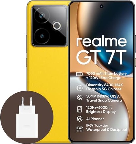 Купить Realme GT 7T - 17,3 cm (6.8"), 12 GB, 256 GB, 50 MP, Android 15, Gelb (631002003750) в магазине wardena.ru