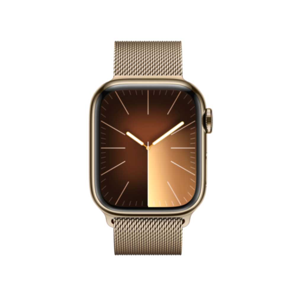 Купить APPLE Watch Series 9 GPS + Cellular 41mm Gold Stainless Steel Case with Gold Milanese Loop (MRJ73QF/A) в магазине wardena.ru