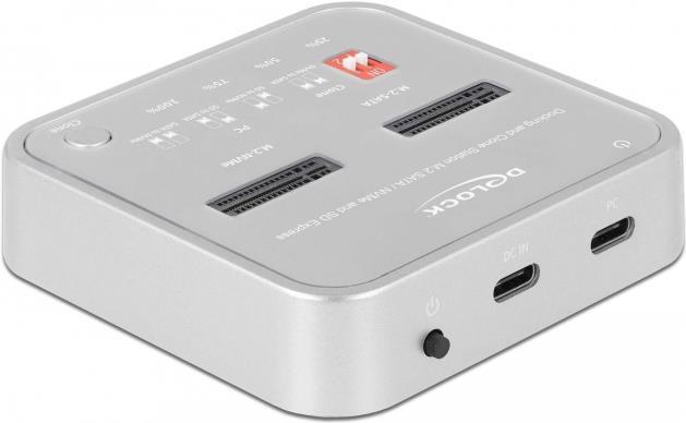 Купить Delock - SSD-Dockingstation Schächte: 2 - M.2 - M.2 NVMe Card - 10GBps - USB 3,2 (Gen 2) - Silber (64138) в магазине wardena.ru