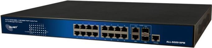 Купить ALLNET ALL-SG8918PM. Switch-Typ: Managed, Switch-Ebene: L2. Basic Switching RJ-45 Ethernet Ports-Typ: Gigabit Ethernet (10/100/1000), Anzahl der basisschaltenden RJ-45 Ethernet Ports: 16, Konsolen-Port: RJ-45. Vollduplex в магазине wardena.ru