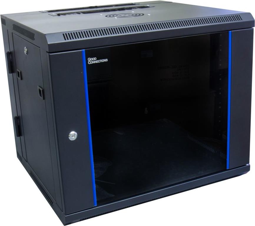 Купить 19" Wandgehäuse, 9HE, tiefschwarz (RAL9005) Rückseite schwenkbar, 600 x 550mm, fertig montiert, mit Lüfter, Good Connections® (GC-R0013) в магазине wardena.ru