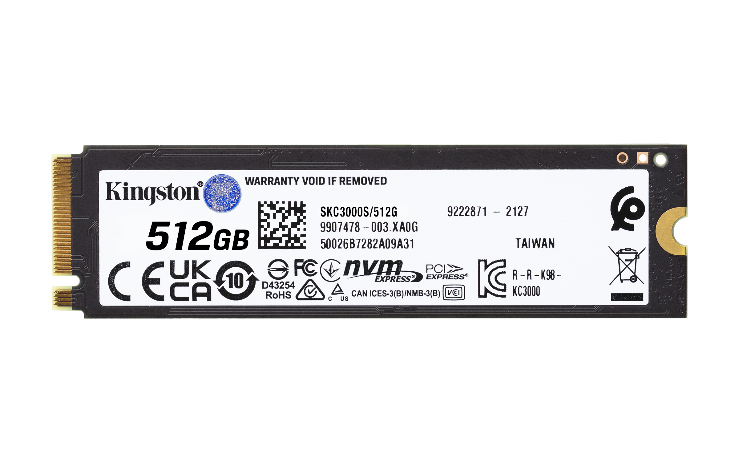 Купить Kingston KC3000 NVMe SSD 512 GB M.2 2280 TLC PCIe 4.0 (SKC3000S/512G) в магазине wardena.ru