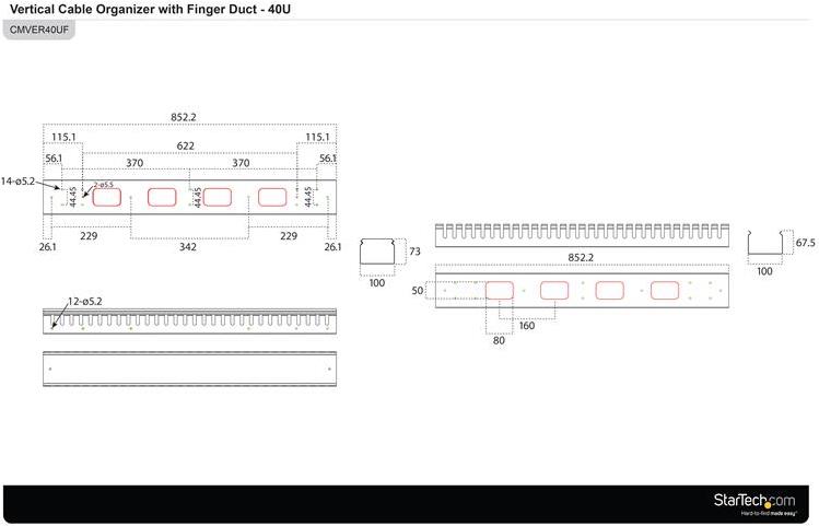 Купить StarTech.com Vertikaler Kabelordner mit Finger Duct - 0U - 1,8m - Rack Kabelmanager - Kabel - Organizer - 1.83 m - Schwarz - 40U (Anzahl pro Packung: 2 ) (CMVER40UF) в магазине wardena.ru