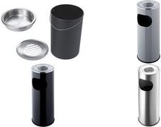 Купить helit Standascher, rund, silber, Durchmesser: 340 mm Höhe: 490 mm, aus Edelstahl, mit Abfallbehälter, Einwurf- (H2516000) в магазине wardena.ru