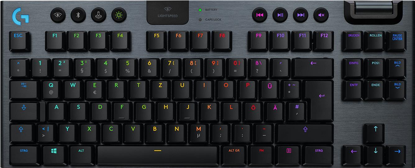 Купить Logitech Gaming G915 TKL - Tastatur - backlit - USB, Bluetooth, LIGHTSPEED - QWERTZ - Deutsch - Tastenschalter: GL Tactile - Kohle (920-009496) в магазине wardena.ru