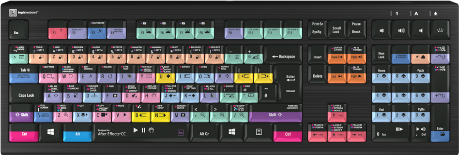 Купить Logickeyboard Adobe After Effects CC Astra 2 Tastatur USB AZERTY Englisch Schwarz (LKB-AECC-A2PC-UK) в магазине wardena.ru