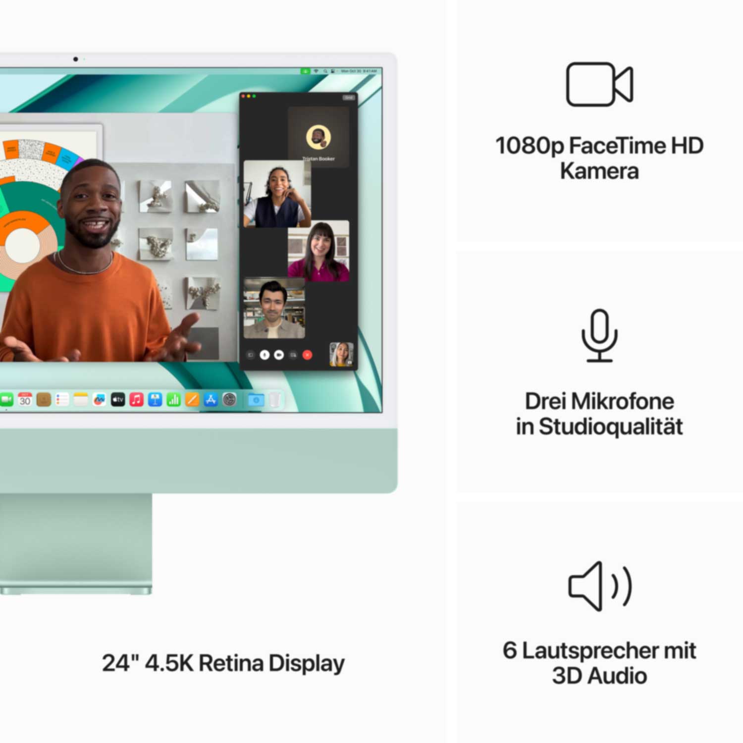 Купить Apple iMac 61cm(24‘‘) M3 10-Core 256GB grün (MQRN3D/A) в магазине wardena.ru