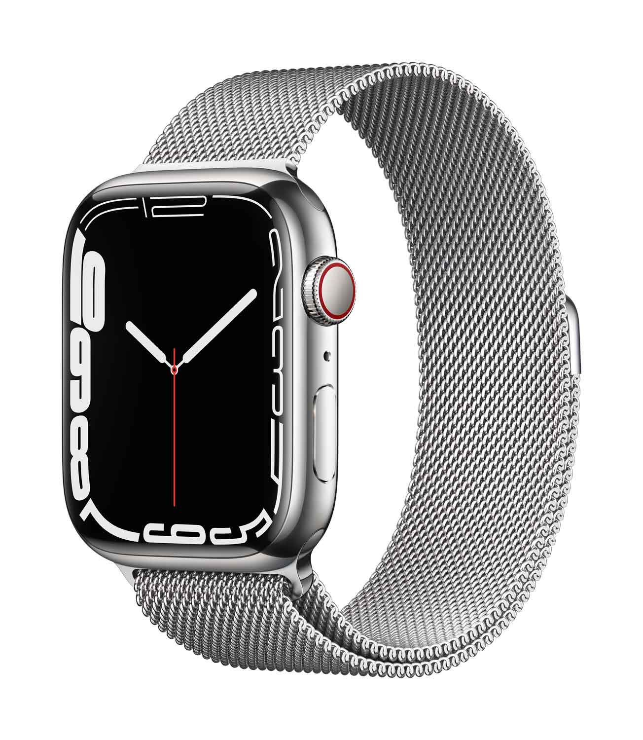 Купить Apple Watch Series 7 (GPS + Cellular) - 45 mm - Silver Edelstahl - intelligente Uhr mit Milanaise Armband - Edelstahl - Silber - Handgelenkgröße: 150-200 mm - 32GB - Wi-Fi, Bluetooth - 4G - 51,5 g (MKJW3FD/A) в магазине wardena.ru
