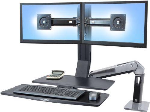 Купить Ergotron WorkFit-A Dual with Worksurface+ - Aufstellung (Tablett, Spannbefestigung für Tisch, Pivot) für 2 LCD-Displays/Tastatur/Maus - Schwarz, Polished Aluminum - Bildschirmgröße: bis zu 55,9 cm (bis zu 55,90cm (22") ) (24-316-026) в магазине wardena.ru