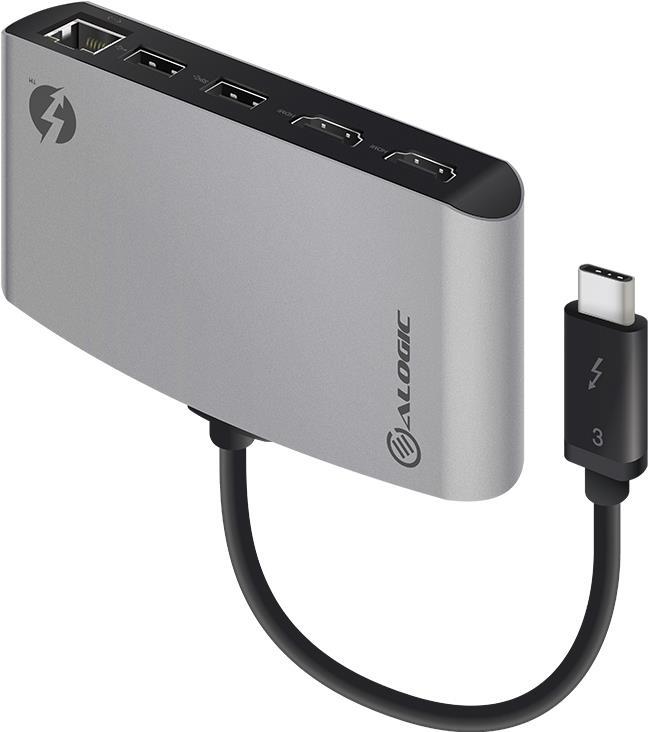 Купить ALOGIC TB3D2DPBL-SGR - Thunderbolt 3 - DisplayPort,RJ-45,USB 3.2 Gen 1 (3.1 Gen 1) - Schwarz - Grau - Windows 10 - Mac OS X 10.12 Sierra - Mac OS X 10.13 High Sierra - Mac OS X 10.14 Mojave - 124 mm (TB3D2DPBL-SGR) в магазине wardena.ru