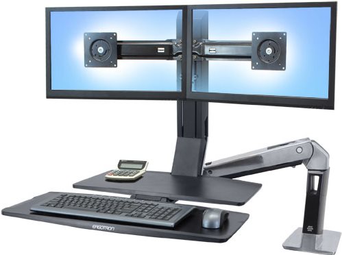 Купить Ergotron WorkFit-A Dual with Worksurface+ - Aufstellung (Tablett, Spannbefestigung für Tisch, Pivot) für 2 LCD-Displays/Tastatur/Maus - Schwarz, Polished Aluminum - Bildschirmgröße: bis zu 55,9 cm (bis zu 55,90cm (22") ) (24-316-026) в магазине wardena.ru