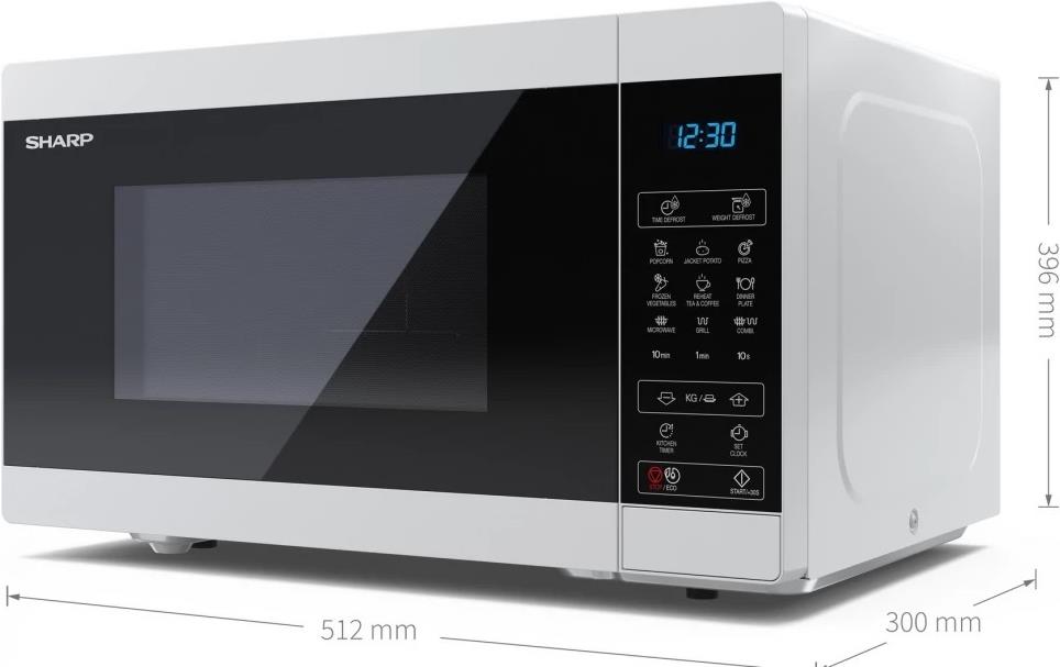Купить Sharp YC-MG81E-W Mikrowelle Schwarz - Weiß Grill-Mikrowelle Arbeitsplatte 28 l 900 W (YC-MG81EW) в магазине wardena.ru