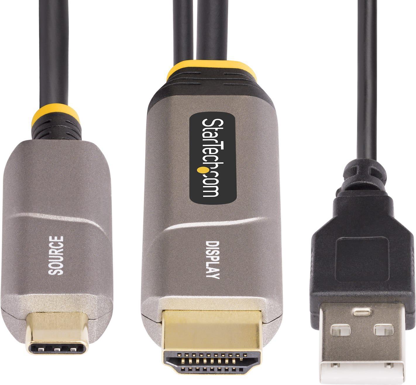 Купить StarTech.com 30ft (9.15m) USB-C to HDMI 2.0 Active Optical Cable, 4K 60Hz - HDMI-Kabel - 24 pin USB-C männlich zu HDMI, USB (nur Strom) männlich - 9.15 m - abgeschirmt/Glasfaser - Schwarz - Active Optical Cable (AOC), un (145B-USBC-HDMI4K-AOC) в магазине wardena.ru