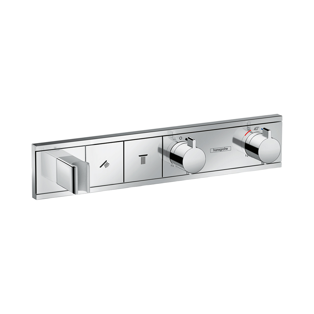 Купить Hansgrohe RainSelect Термостат для душа скрытого монтажа с 2 кнопками хром-черный матовый 15355600 в магазине wardena.ru