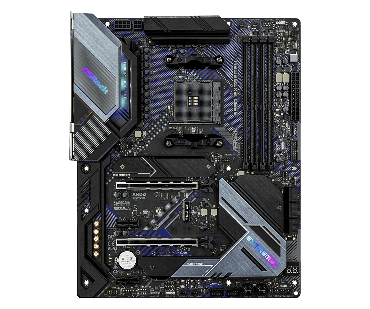 Купить ASRock B550 Extreme4 - Motherboard - ATX - Socket AM4 - AMD B550 - USB-C Gen2, USB-C Gen1, USB 3.2 Gen 1, USB 3.2 Gen 2 - 2.5 Gigabit LAN - Onboard-Grafik (CPU erforderlich) - HD Audio (8-Kanal) (90-MXBDE0-A0UAYZ) в магазине wardena.ru