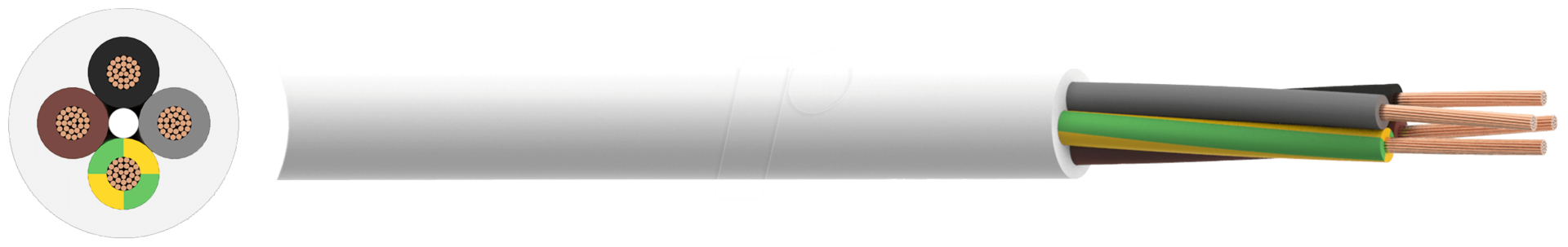 Купить RND CABLE RND 475-00038 - Anschlussleitung H05VV-F, 4 x 0,75 mm, 50 m, weiß (RND 475-00038) в магазине wardena.ru