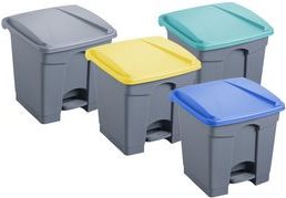 Купить helit Tretabfallbehälter, 30 Liter, mittelgrau rechteckig, aus PP, mit Haken zur Beutelbefestigung (H2402087) в магазине wardena.ru