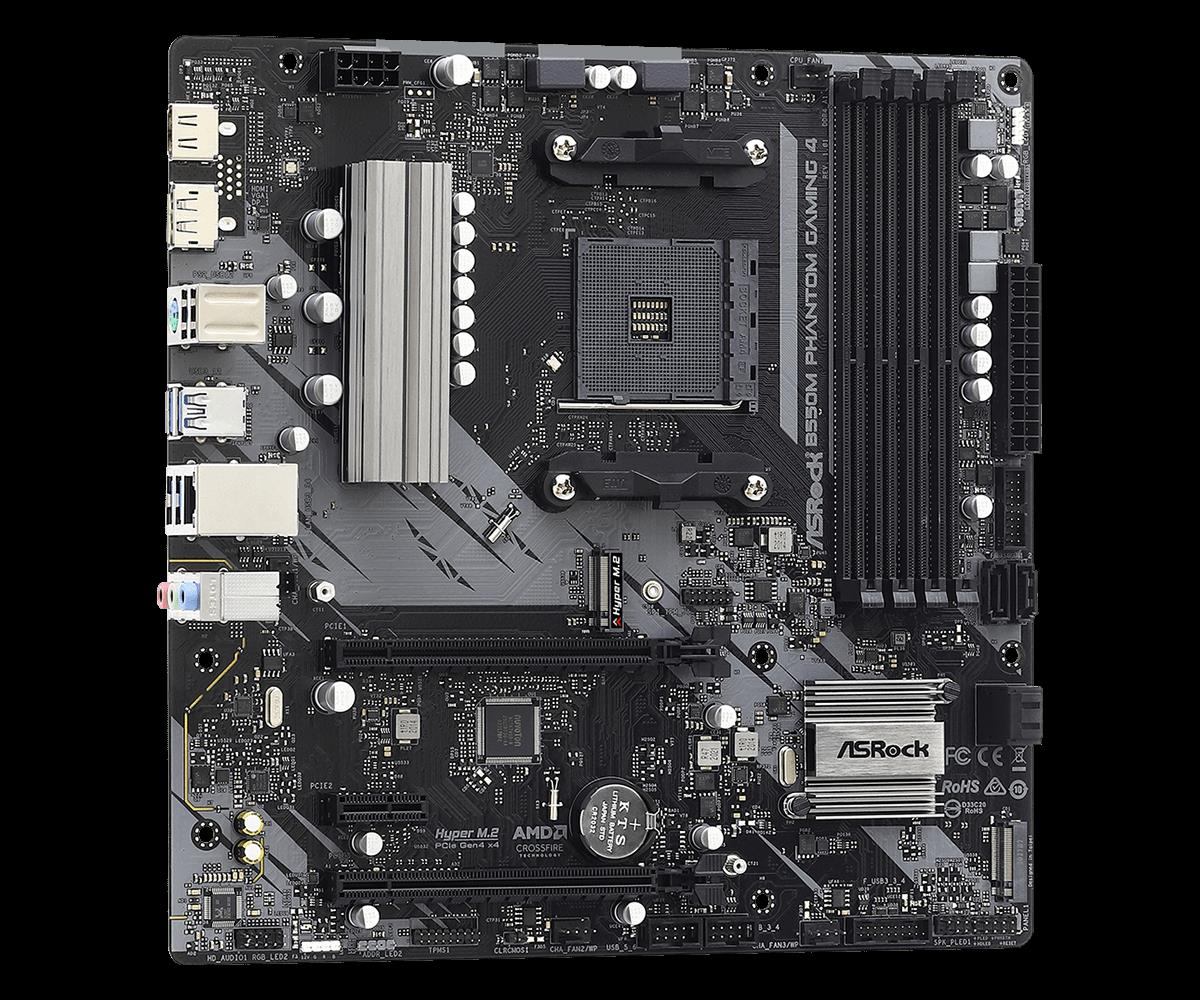 Купить ASRock B550M Phantom Gaming 4 - Motherboard - micro ATX - Socket AM4 - AMD B550 - USB 3,2 Gen 1 - Gigabit LAN - Onboard-Grafik (CPU erforderlich) - HD Audio (8-Kanal) (90-MXBE90-A0UAYZ) в магазине wardena.ru