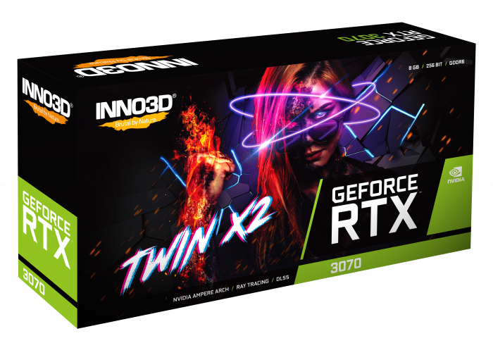 Купить Inno3D GeForce RTX 3070 Twin X2 LHR - Grafikkarten - GF RTX 3070 - 8 GB GDDR6 - PCIe 4.0 x16 - HDMI, 3 x DisplayPort (N30702-08D6-171032LH) в магазине wardena.ru