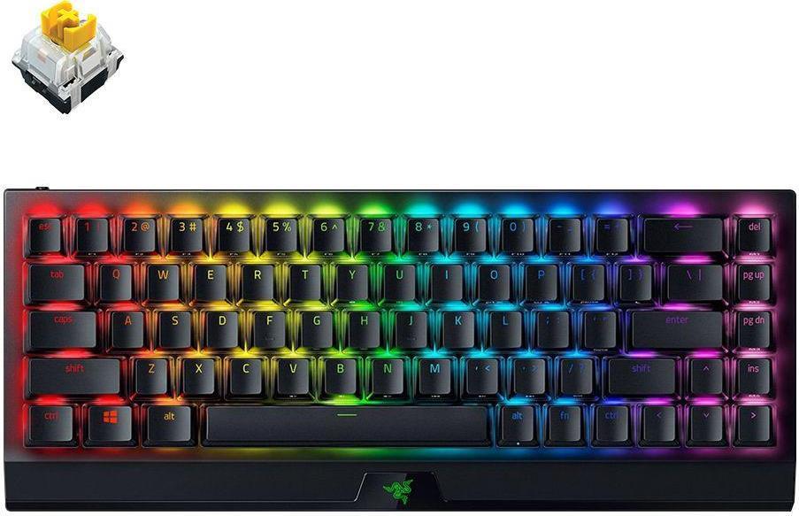 Купить Razer BlackWidow V3 Mini HyperSpeed - Phantom Edition - Tastatur - Hintergrundbeleuchtung - Bluetooth, 2.4 GHz, USB-C - QWERTY - USA - Tastenschalter: Razer Yellow (RZ03-03891900-R3M1) в магазине wardena.ru