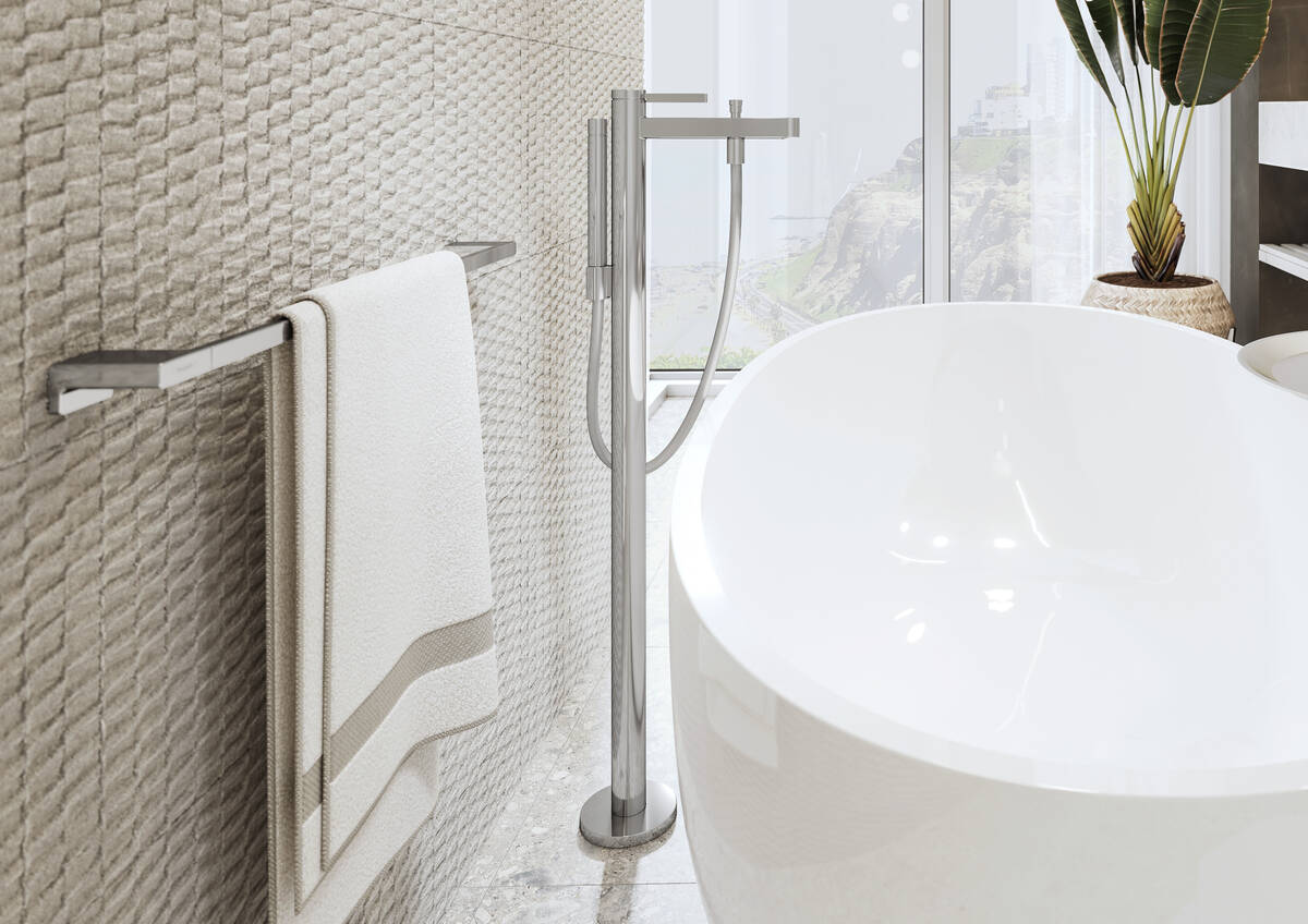 Купить Hansgrohe Finoris Смеситель для ванны однорычажный напольный белый матовый 76445700 в магазине wardena.ru