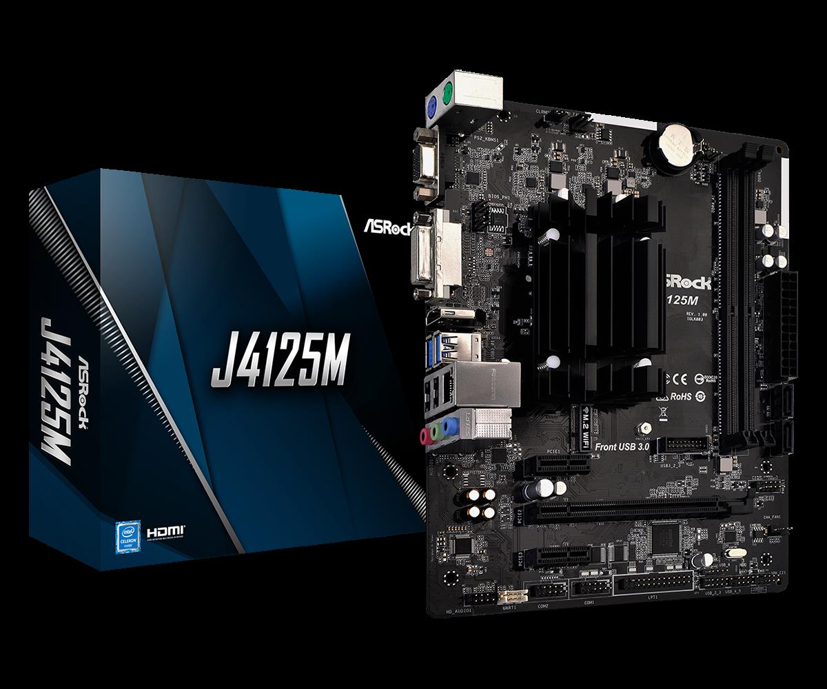Купить ASRock J4125M - Motherboard - micro ATX - Intel Celeron J4125 - USB 3.2 Gen 1 - Gigabit LAN - Onboard-Grafik - HD Audio (8-Kanal) (90-MXBCA0-A0UAYZ) в магазине wardena.ru