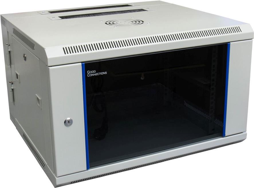 Купить 19" Wandgehäuse, 6HE, lichtgrau (RAL7035) Rückseite schwenkbar, 600 x 550mm, fertig montiert, mit Lüfter, Good Connections® (GC-R0009) в магазине wardena.ru