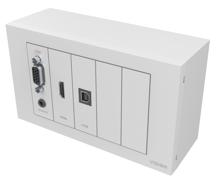 Купить VISION TechConnect 3 Wall-Mount Faceplate Package - Modulares Faceplate-Kit mit Snap-ins und Kabeln - HD-15, Mini-Phone Stereo 3,5 mm, HDMI, USB-Typ B - Mattes Weiß - Abdeckung mit zwei Aussparungen (TC3-PK+PK3MCABLES) в магазине wardena.ru