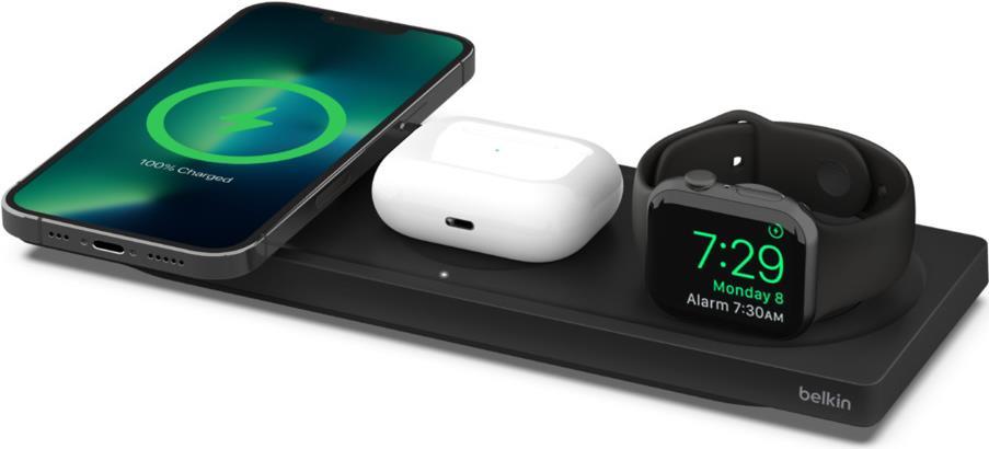 Купить BELKIN WRLS 3-IN-1 CHRG PAD W/ MAGSAFE F/ IPHONE 12/13 SERIES BLACK (WIZ016VFBK) в магазине wardena.ru