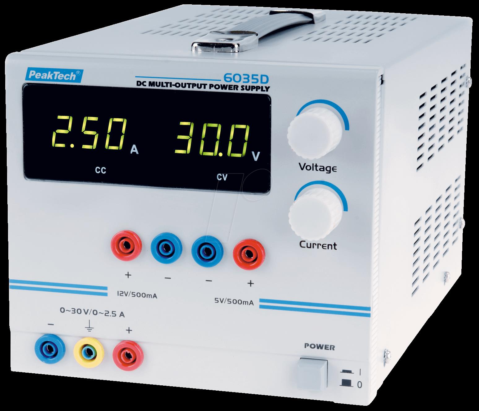 Купить PeakTech Labornetzgerät 3 Kan. ...30 VDC VDC 2.5 A / ...12 VDC VDC 0.5 A / ...5 VDC VD (PeakTech 6035 D) (P 6035 D) в магазине wardena.ru