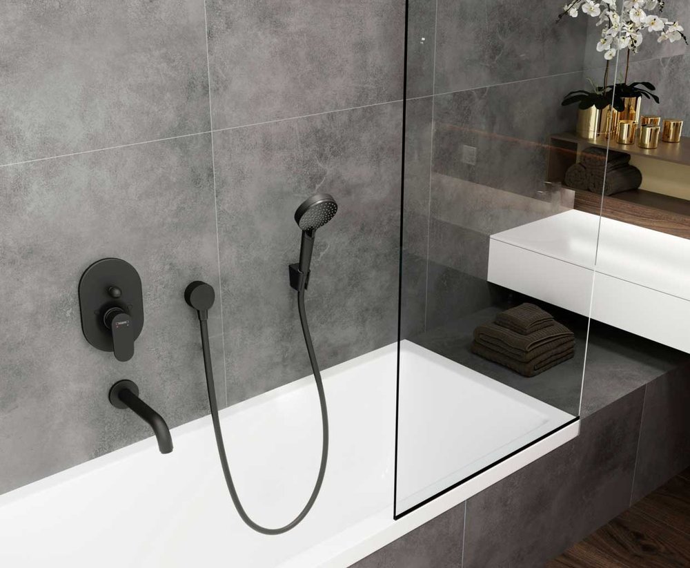 Купить Hansgrohe Vernis Blend Смеситель для ванны однорычажный скрытого монтажа черный матовый 71449670 в магазине wardena.ru