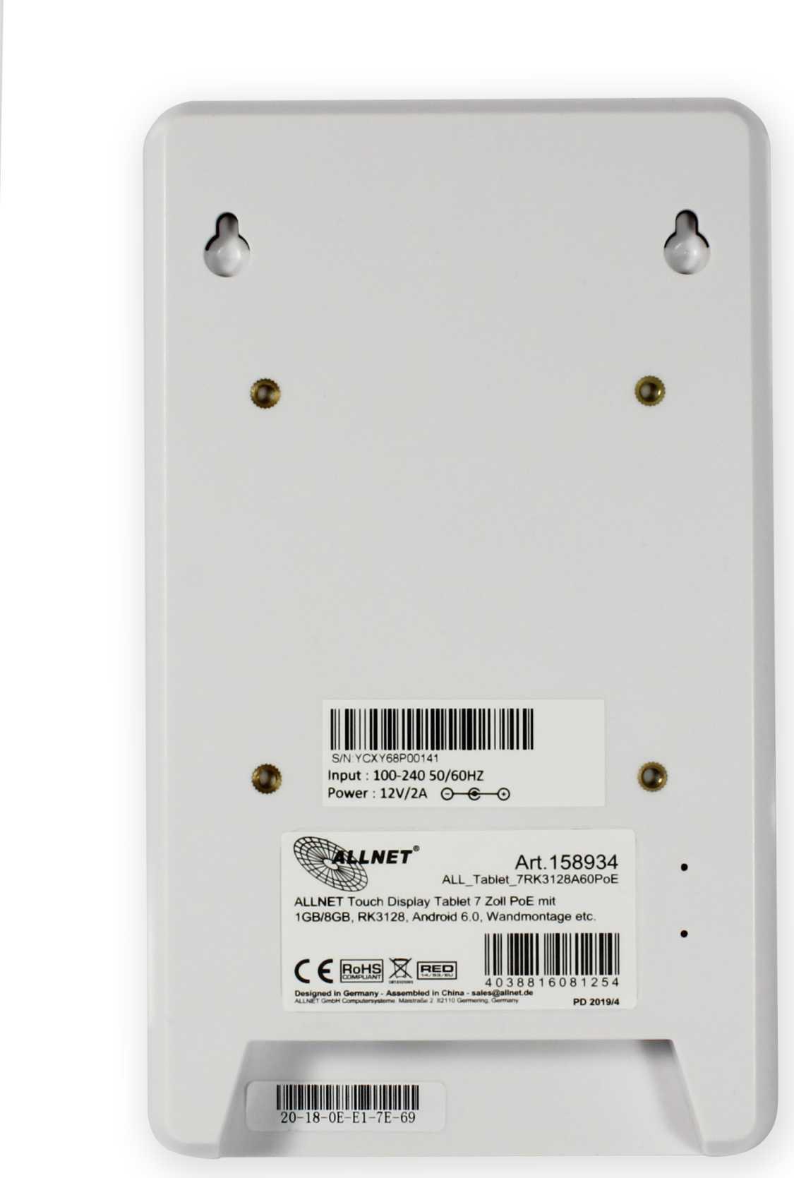 Купить ALLNET ALL_TABLET_7RK3128A60POE Tablet 8 GB 17,8 cm (7" ) Rockchip 1 GB Android 6.0.1 Weiß (ALL_Tablet_7RK3128A60PoE) в магазине wardena.ru