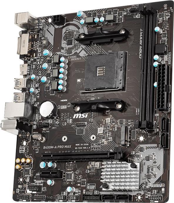 Купить MSI B450M-A PRO MAX - Motherboard - micro ATX - Socket AM4 - AMD B450 Chipsatz - USB 3.2 Gen 1 - Gigabit LAN - Onboard-Grafik (CPU erforderlich) - HD Audio (8-Kanal) (7C52-001R) в магазине wardena.ru