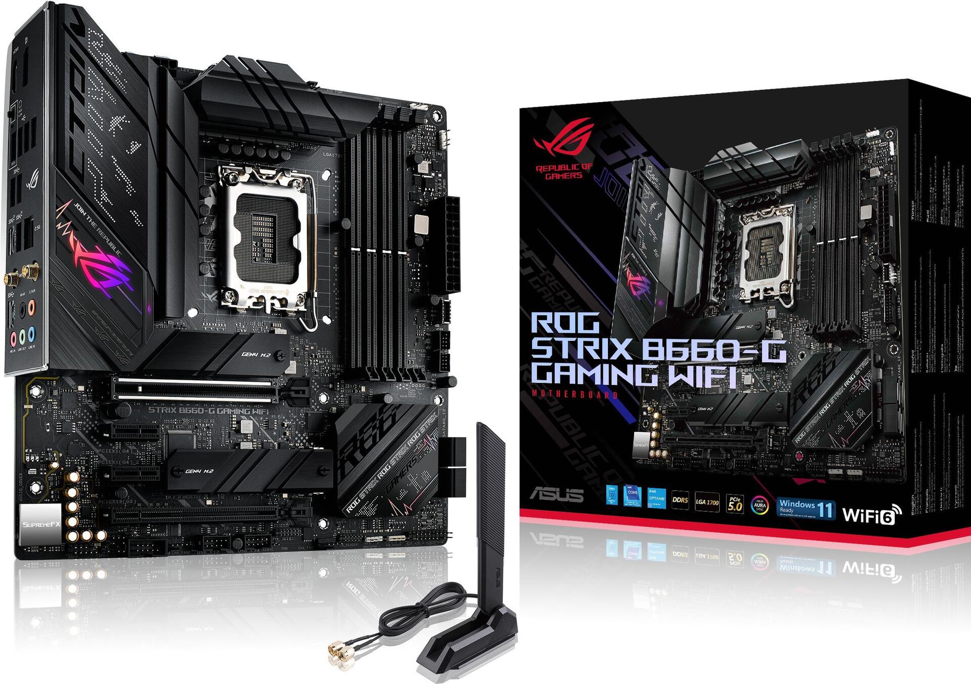 Купить ASUS ROG STRIX B660-G GAMING WIFI - Motherboard - micro ATX - LGA1700-Sockel - B660 Chipsatz - USB-C Gen2, USB-C Gen1, USB 3,2 Gen 1, USB 3,2 Gen 2, USB-C Gen 2x2 - 2,5 Gigabit LAN, Wi-Fi, Bluetooth - Onboard-Grafik (CPU (90MB18Y0-M0EAY0) в магазине wardena.ru