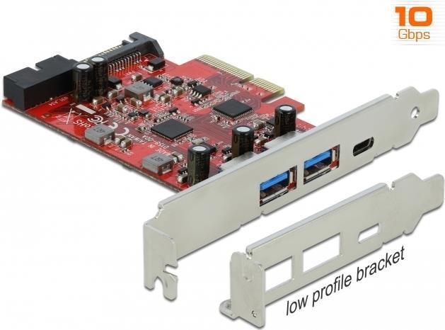 Купить Delock PCI Express x4 Karte zu 1 x extern USB Type-C™ Buchse + 2 x extern USB Typ-A Buchse SuperSpeed USB 10 Gbps + 1 x intern USB 5 Gbps Pfostenstecker (90492) в магазине wardena.ru