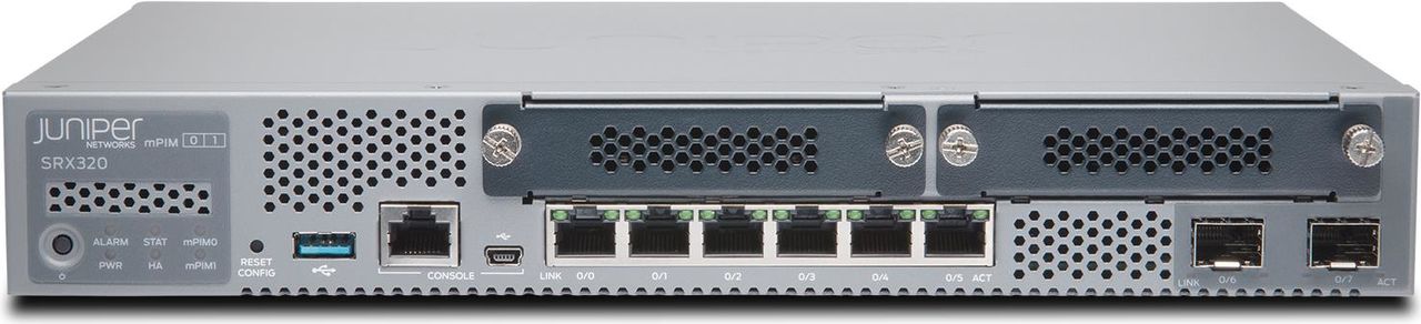Купить Juniper Networks SRX320 Services Gateway - Sicherheitsgerät - 8 Anschlüsse - GigE, HDLC, Frame Relay, PPP, MLPPP, MLFR - Luftstrom von vorne nach hinten - Desktop в магазине wardena.ru