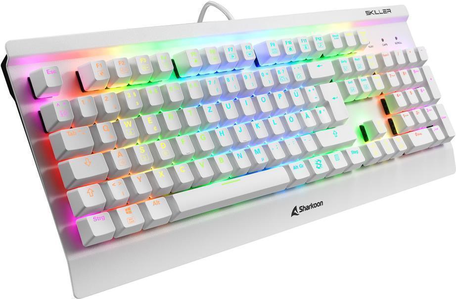 Купить Sharkoon Skiller SGK3 - Tastatur - backlit - USB - QWERTZ - Deutsch - Tastenschalter: Kailh Brown - weiß (4044951032143) в магазине wardena.ru