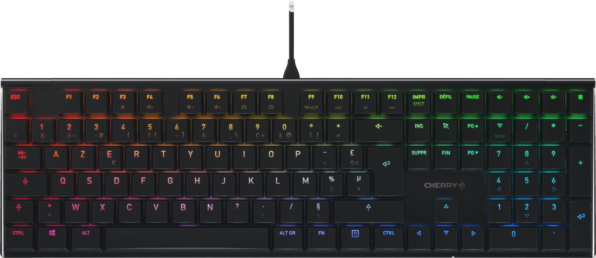 Купить CHERRY MX 10.0N RGB - Tastatur - Hintergrundbeleuchtung - USB - Französisch - Tastenschalter: CHERRY MX Low Profile RGB Speed - Schwarz (G8A-25010LVBFR-2) в магазине wardena.ru