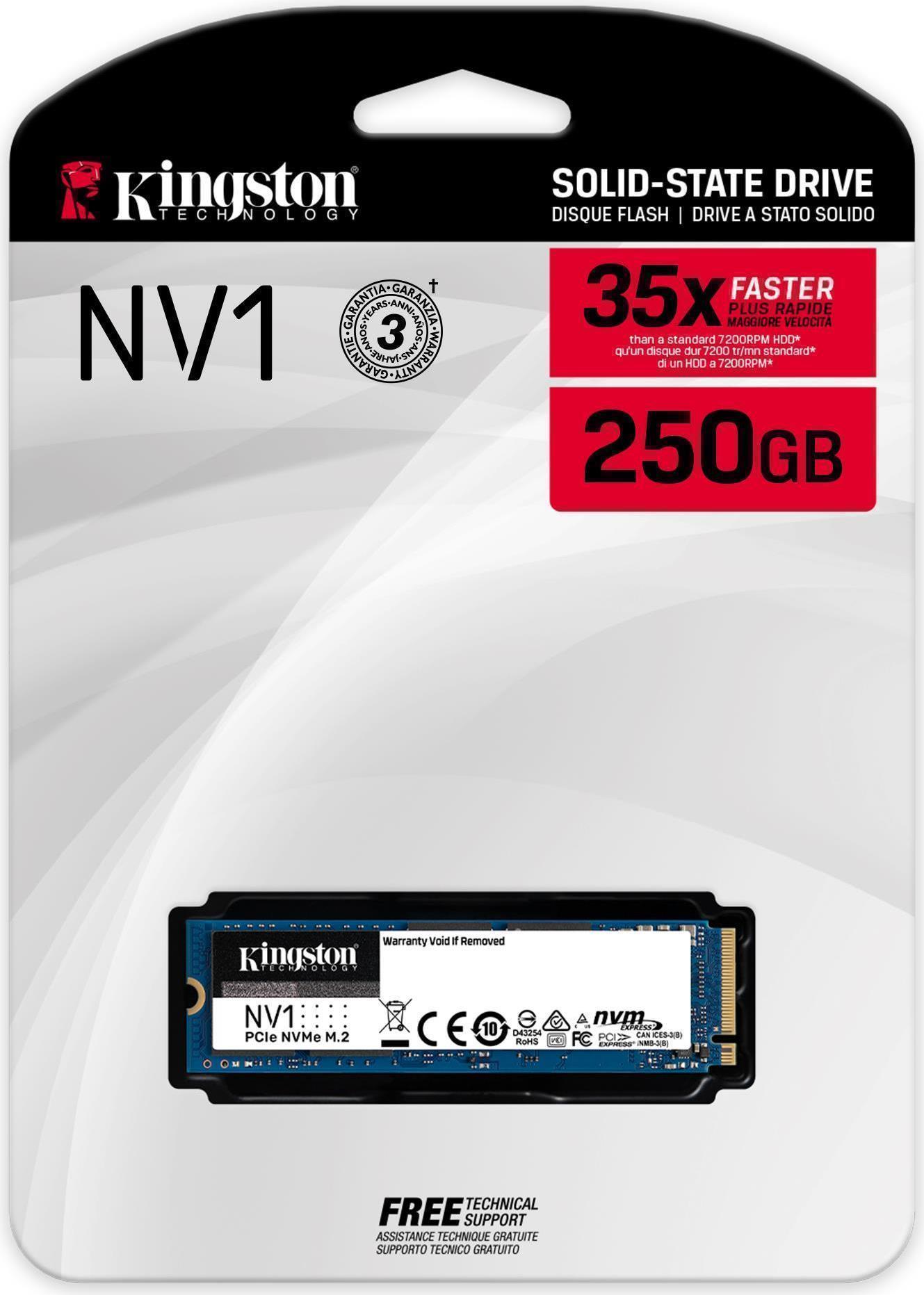 Купить Kingston NV1 - SSD - 250 GB - intern - M.2 2280 - PCIe 3.0 x4 (NVMe) (SNVS/250G) в магазине wardena.ru