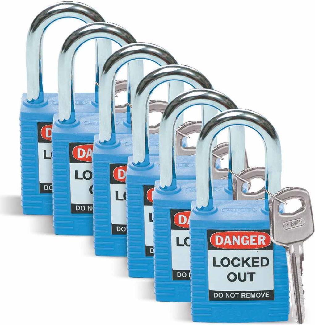 Купить Brady, Sicherheitsschloss mit Stahlbügel, Blau, 38mm Bügelhöhe, 6,5mm Bügeldurchmesser (Keyed Different) ( 6er Pack) (051344) в магазине wardena.ru