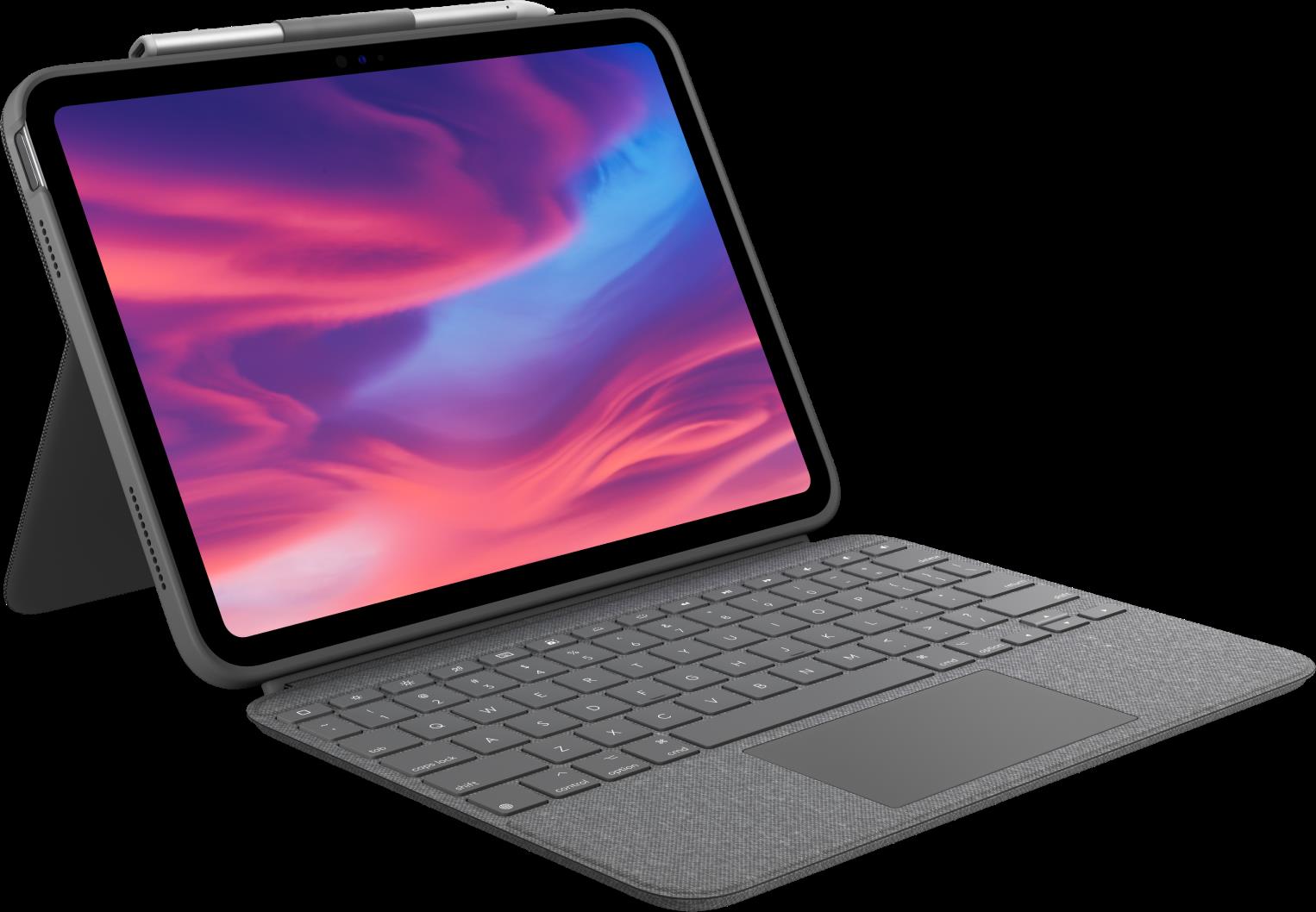 Купить Logitech Combo Touch - Tastatur und Foliohülle - mit Trackpad - hintergrundbeleuchtet - Apple Smart connector - QWERTZ - Deutsch - Oxford Gray (920-011435) в магазине wardena.ru