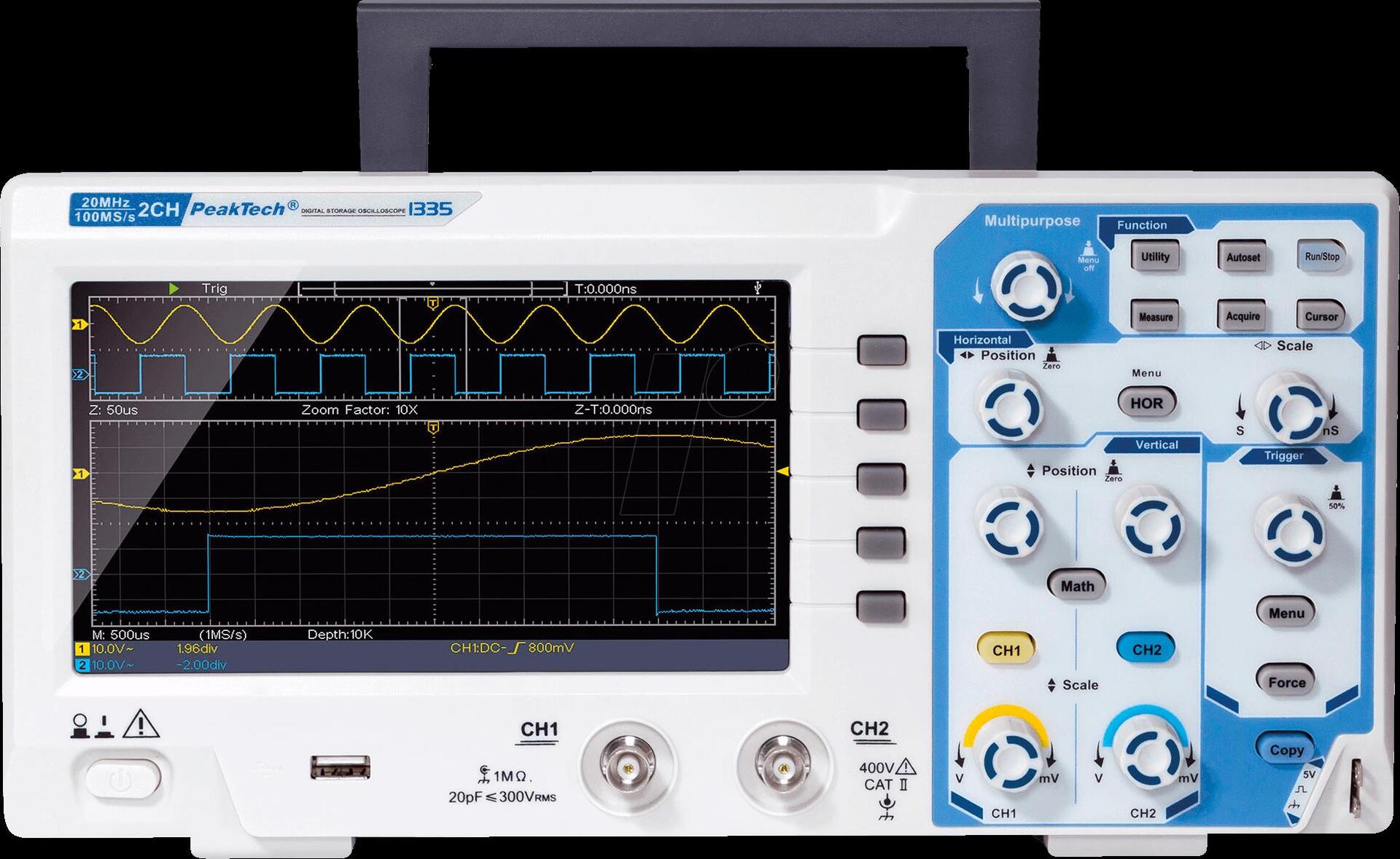 Купить PEAKTECH 1335 - Digital-Speicher-Oszilloskop, 20 MHz, 2 Kanäle (P 1335) в магазине wardena.ru