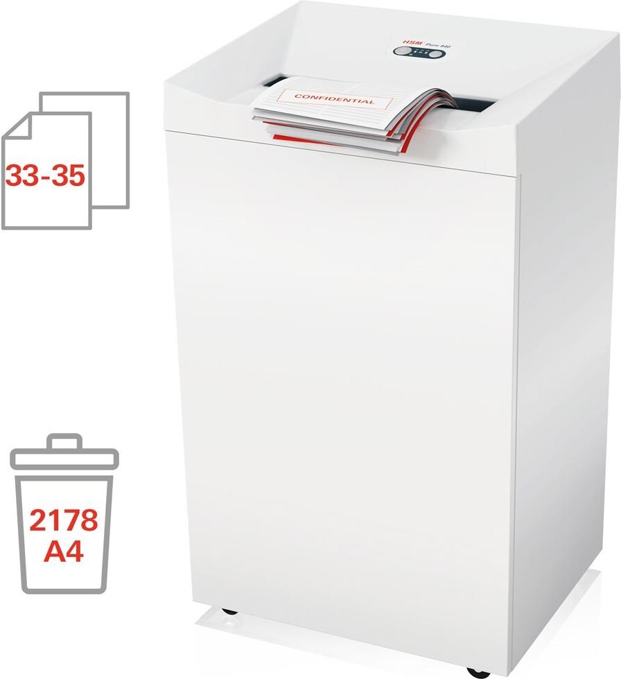 Купить HSM Aktenvernichter PURE 940, Partikelschnitt: 4,5 x 30 mm Schnittleistung: 33-35 Blatt (80 g/qm), Sicherheitsstufe: - 1 Stück (2393131) в магазине wardena.ru
