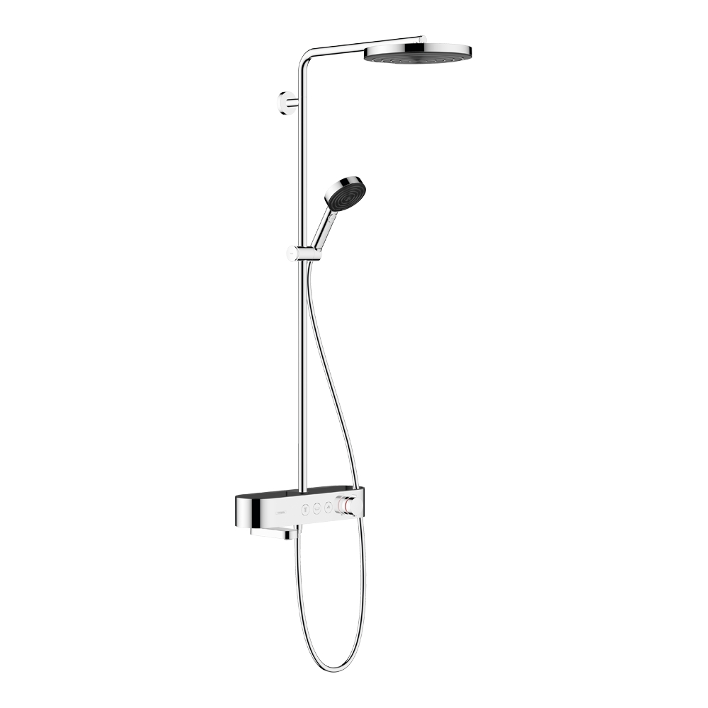 Купить Hansgrohe Pulsify S Showerpipe Душевая система 260 1jet с термостатом для ванны ShowerTablet 400 хром 24230000 в магазине wardena.ru