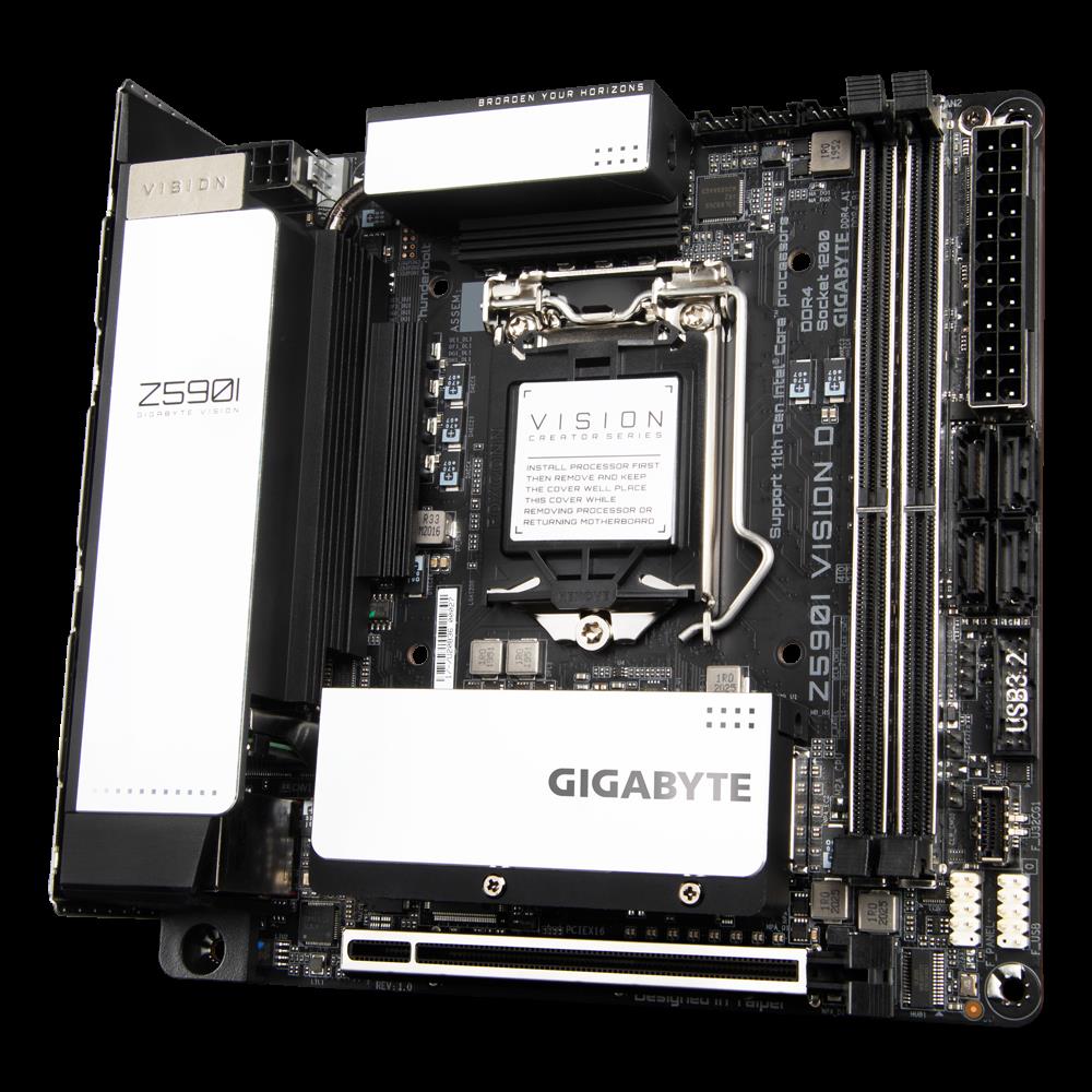 Купить Gigabyte Z590I VISION D - Intel - LGA 1200 - Intel® Celeron® - Intel® Core™ i3 - Intel Core i5 - Intel Core i7 - Intel Core i9 - Intel® Pentium® - LGA 1200 (Socket H5) - DDR4-SDRAM - DIMM (Z590I VISION D) в магазине wardena.ru