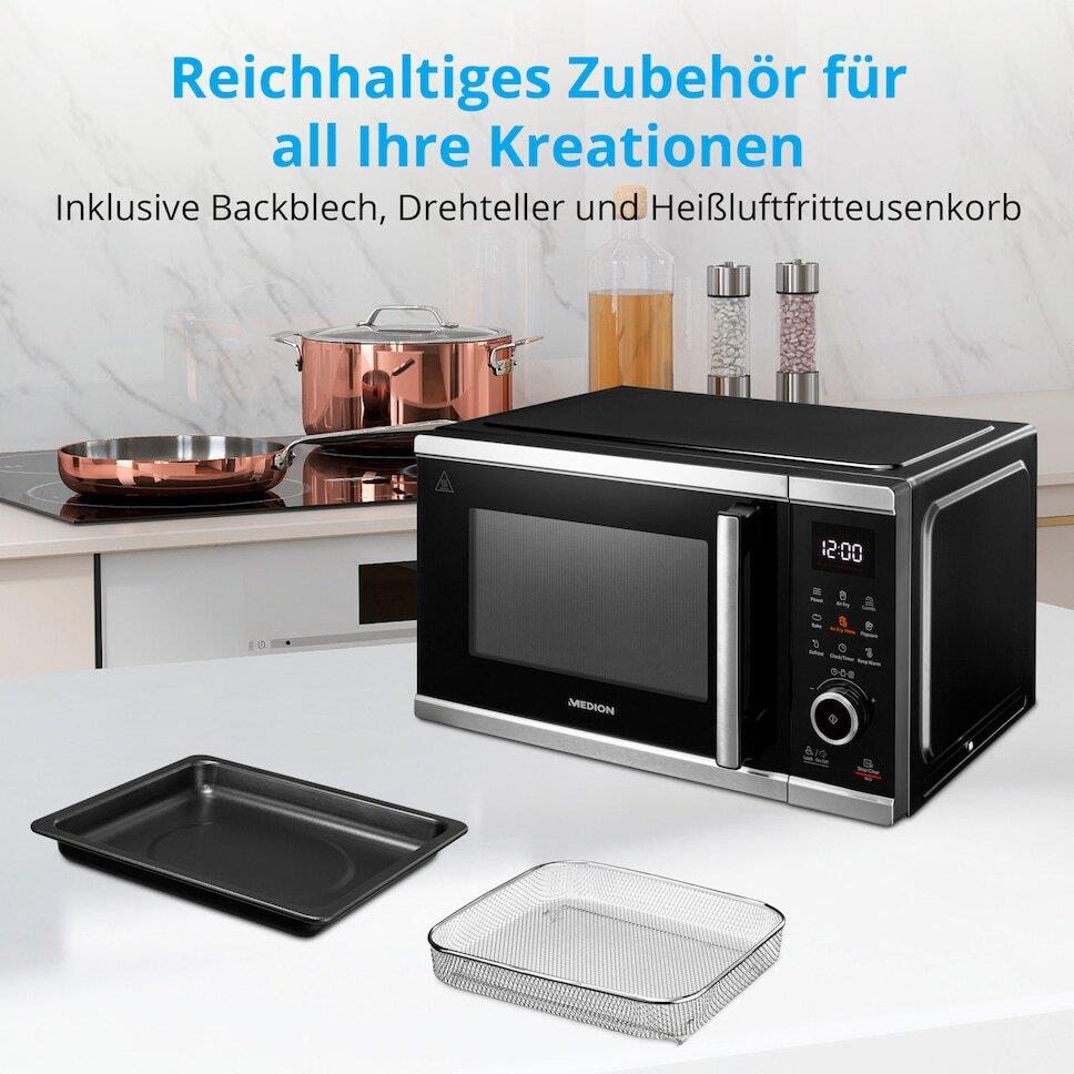 Купить MEDION MIKROWELLE MIT HEISSLUFT- FRITTEUSEN- FUNKTION MD 11499 - Arbeitsplatte - Kombi-Mikrowelle - 25 l - 900 W - Drehregler - Berührung - Schwarz - Edelstahl (50073421) в магазине wardena.ru
