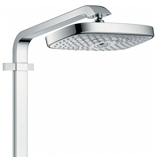 Купить Hansgrohe Raindance Select E Showerpipe 300 2jet EcoSmart 9 л/мин с термостатом ShowerTablet Select 300 хром-белый матовый 27283400 в магазине wardena.ru