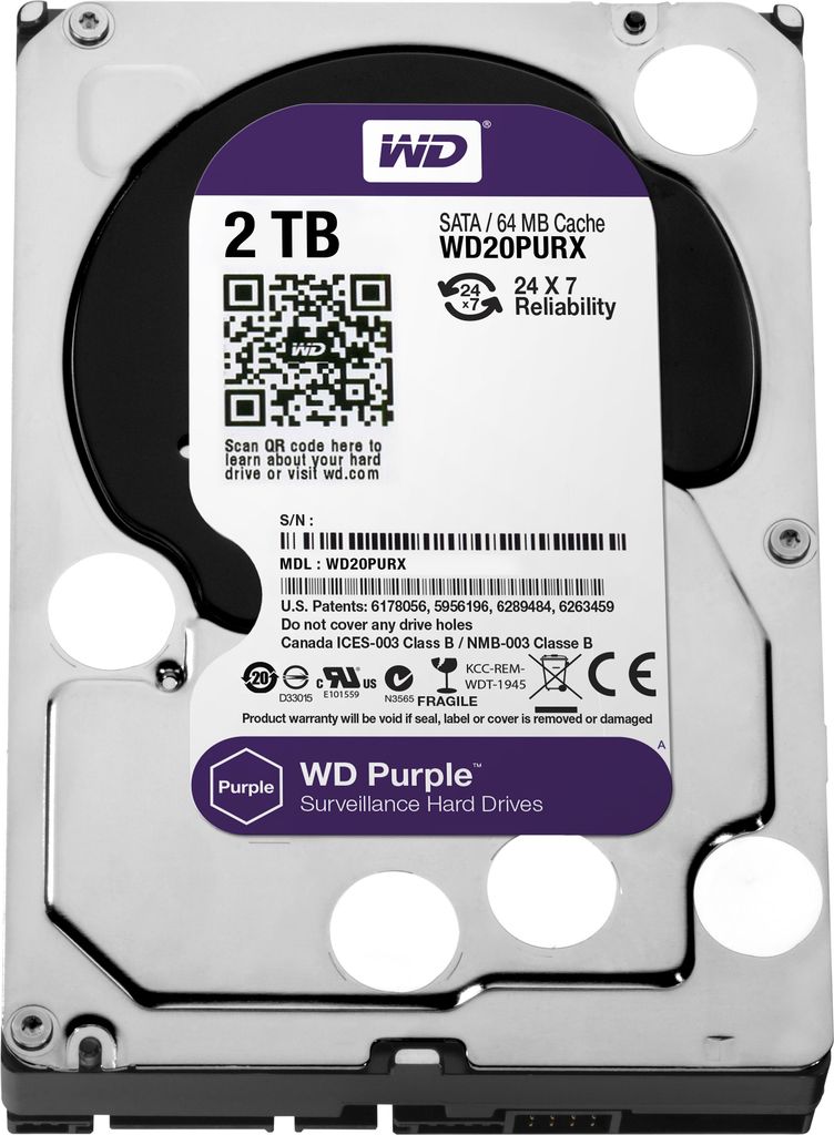 Купить WD Purple WD20PURX - Festplatte - 2 TB - intern - 8.9 cm ( 3.5" ) - IntelliPower - SATA-600 - Puffer: 64 MB в магазине wardena.ru