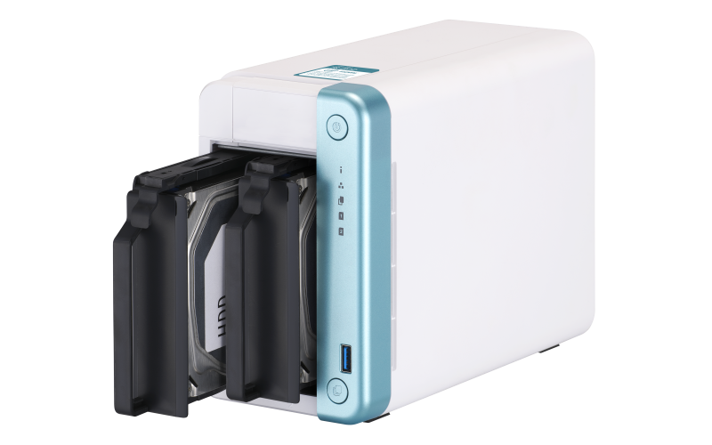 Купить QNAP TS-251D NAS Tower Eingebauter Ethernet-Anschluss Blau - Weiß J4005 (TS-251D-4G/16TBVN) в магазине wardena.ru